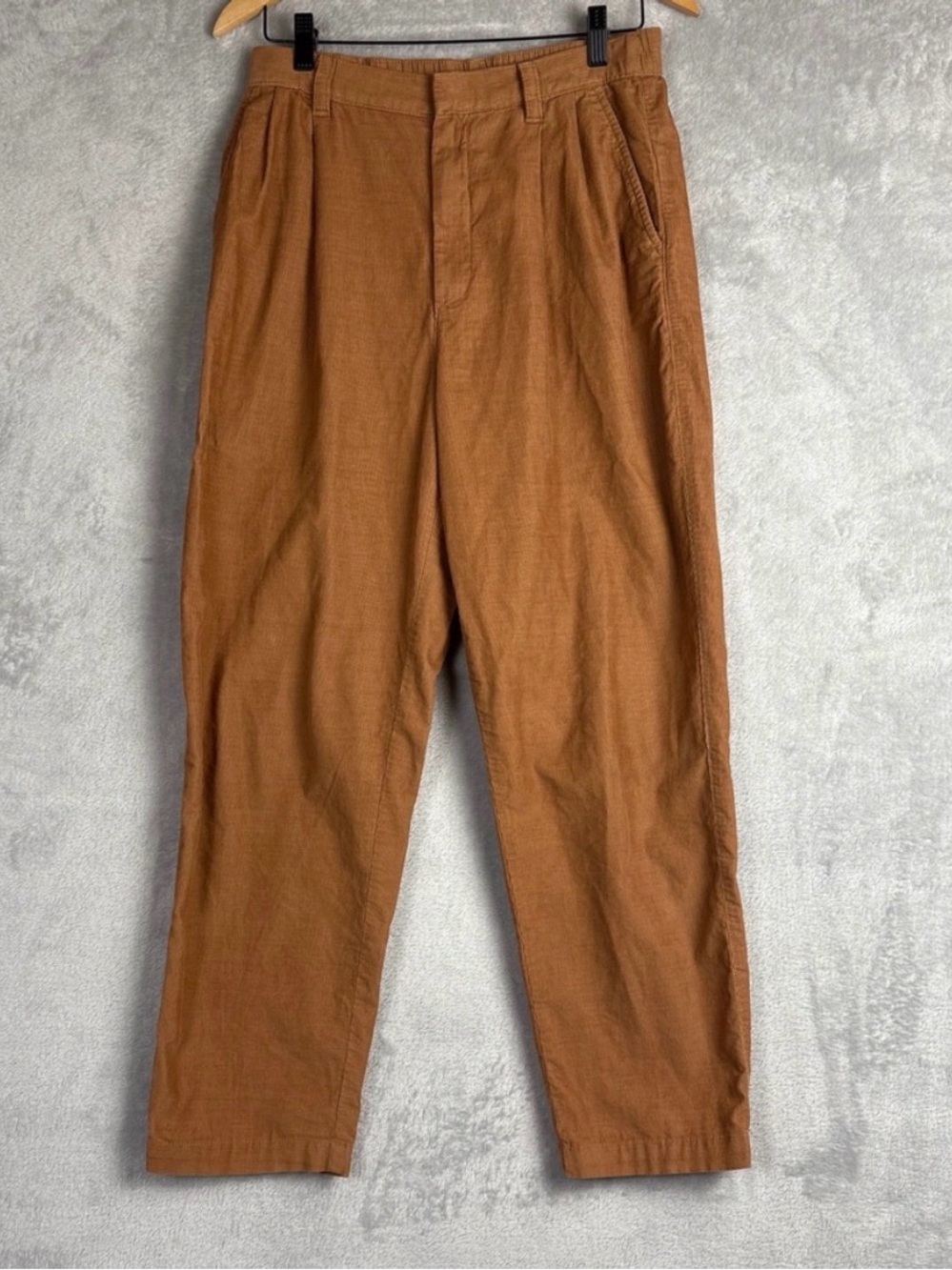 Gap Womens Pleated Tapered Corduroy Pants Brown Size 10 High Rise Cozy 90s